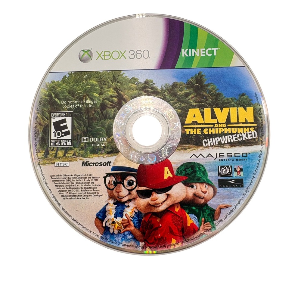 Alvin and the Chipmunks Chipwrecked Xbox 360 Kinect‎ Game Majesco Disc Only Case
